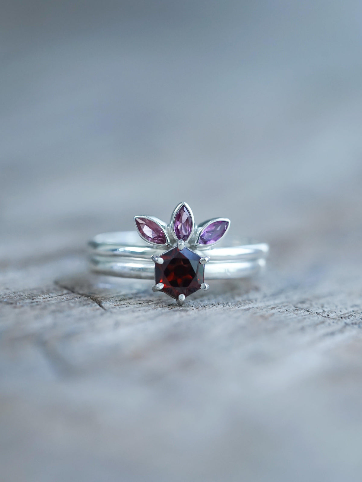 Marquise Garnet Crown Ring - Gardens of the Sun | Ethical Jewelry