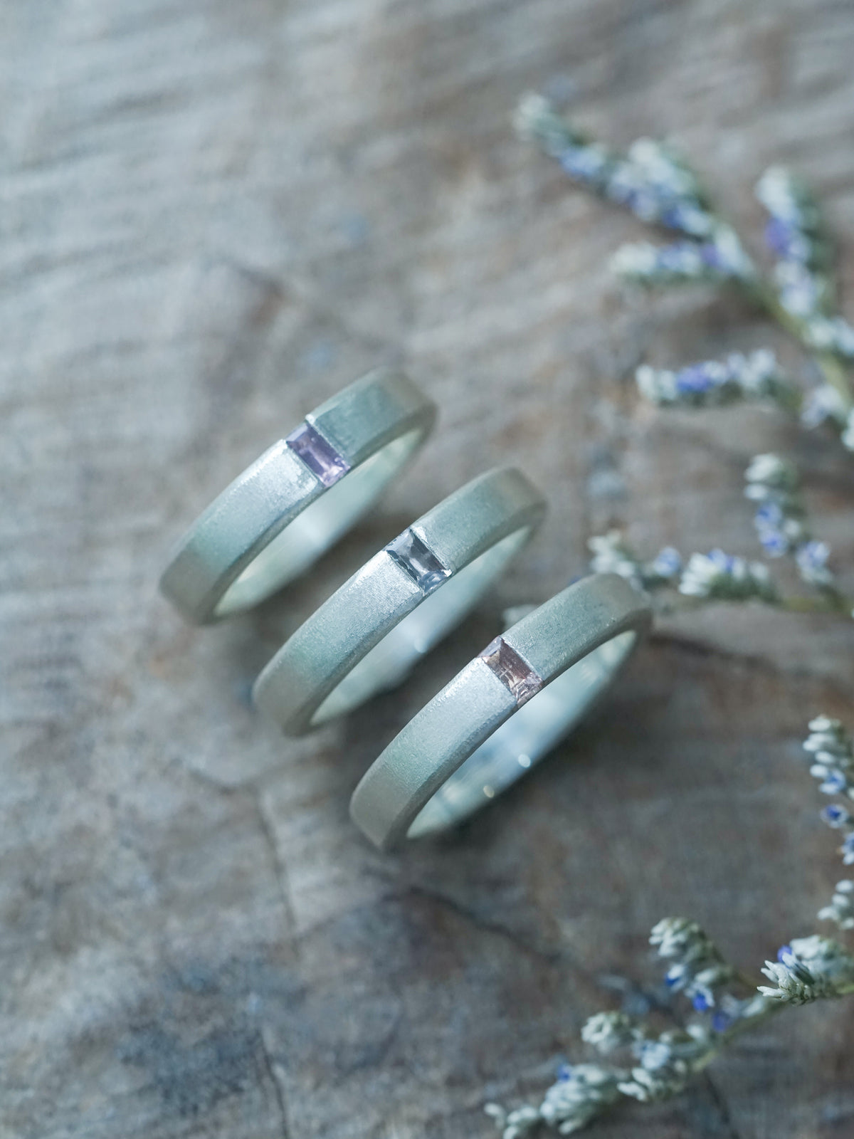 Men's Sapphire Wedding Band in Sterling Silver