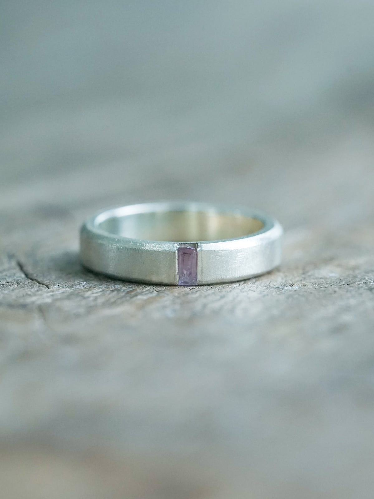 Men's Sapphire Wedding Band in Sterling Silver