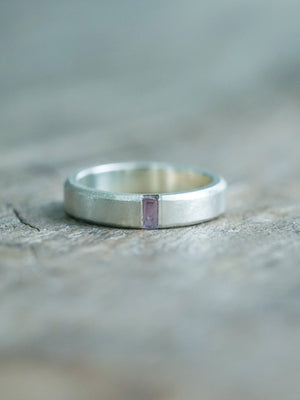 Men's Sapphire Wedding Band in Sterling Silver