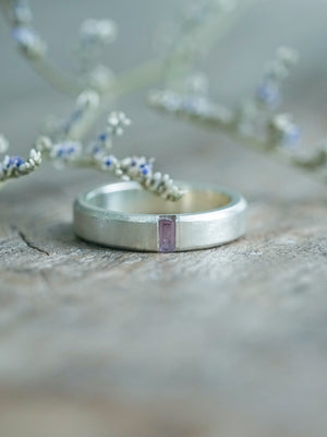 Men's Sapphire Wedding Band in Sterling Silver