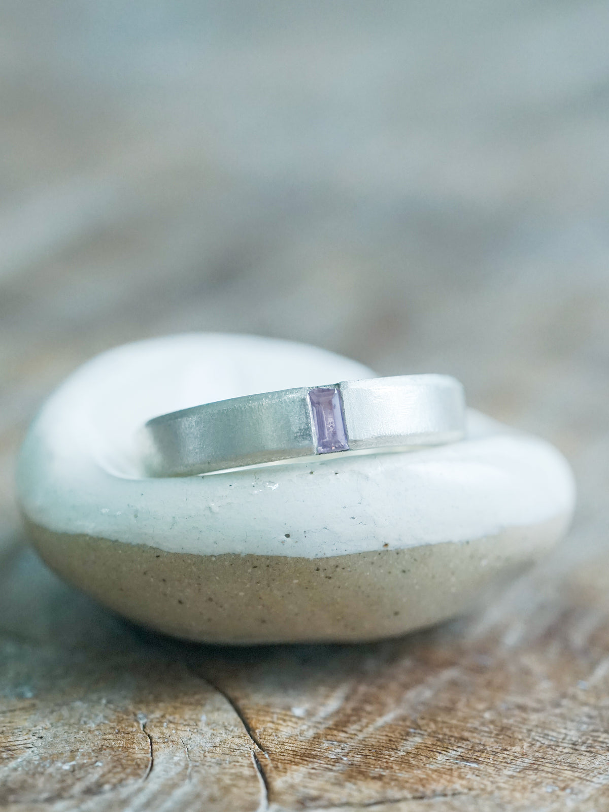 Men's Sapphire Wedding Band in Sterling Silver