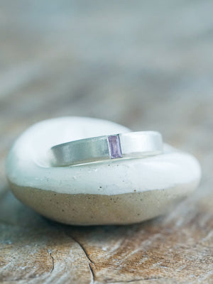 Men's Sapphire Wedding Band in Sterling Silver