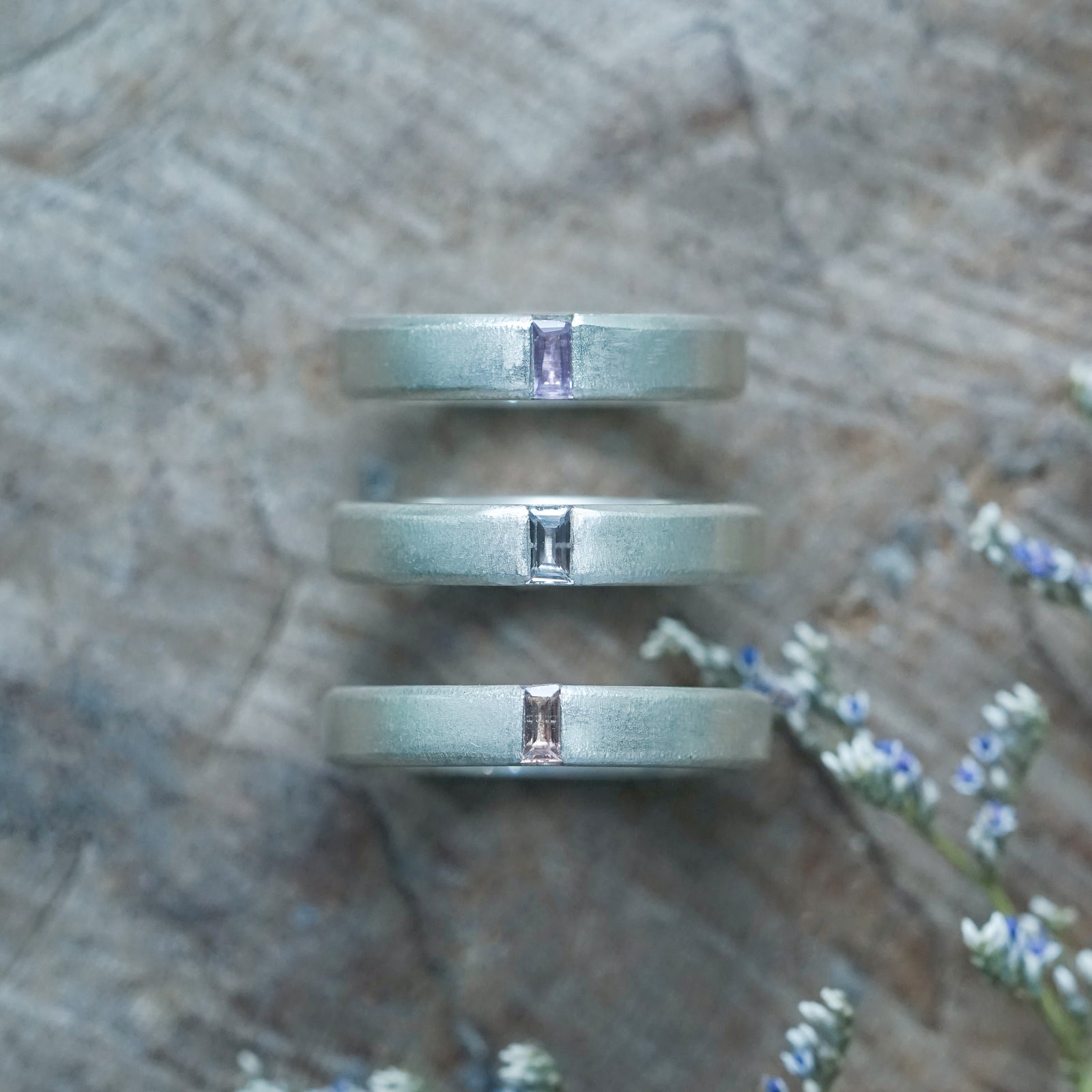 Men's Sapphire Wedding Band in Sterling Silver