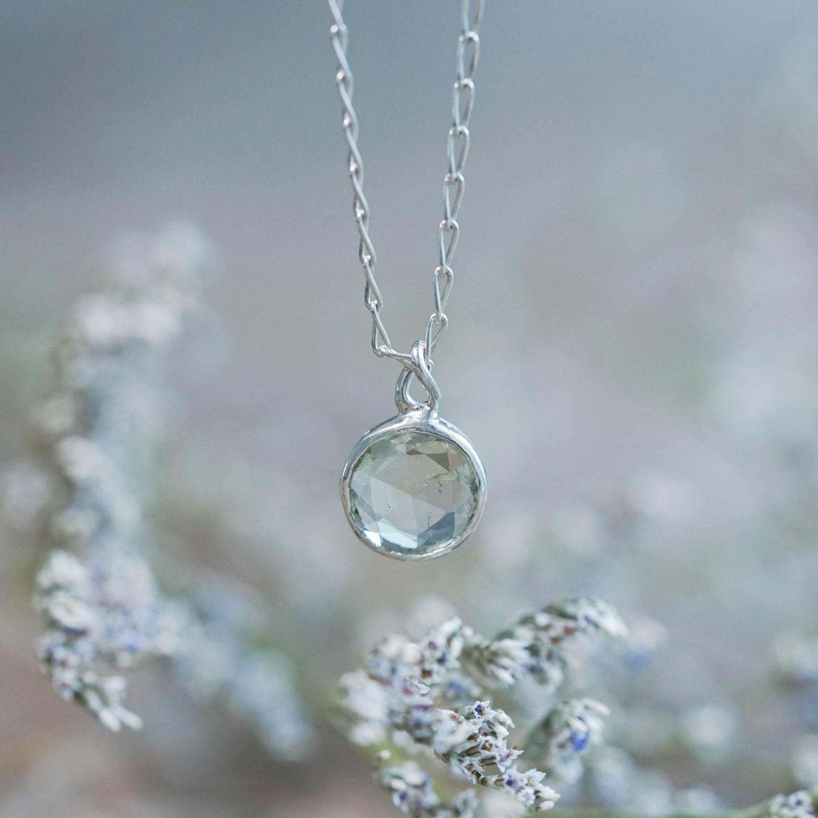 Mint Montana Sapphire Necklace in Sterling Silver