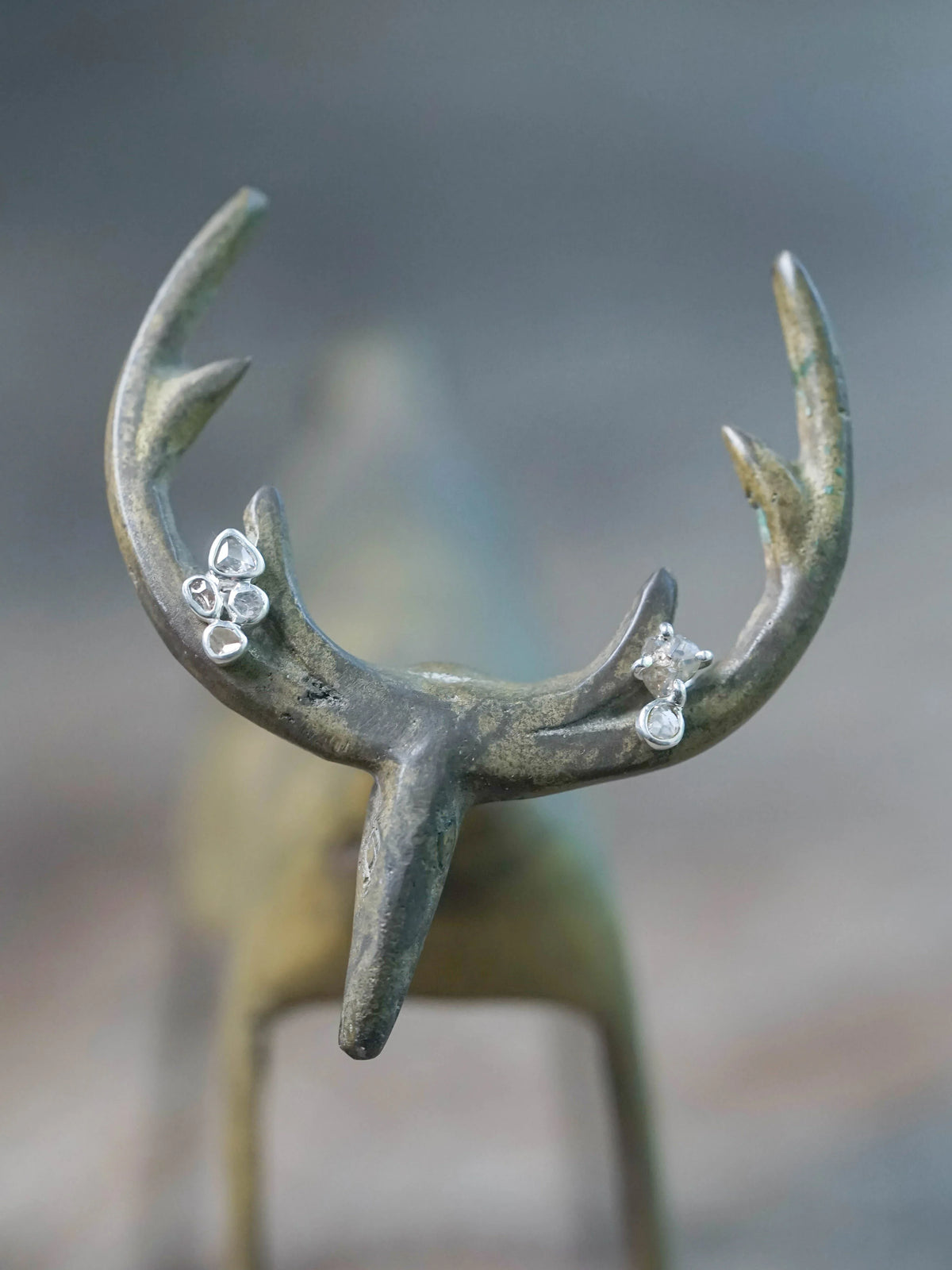 Mismatched Indonesian Diamond Stud Earrings in Recycled Sterling Silver