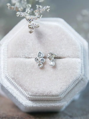 Mismatched Natural Indonesian Diamond Stud Earrings in Silver