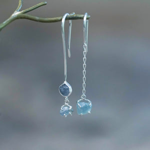 Mismatched Rough Sapphire Earrings