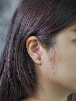 Mismatched Ruby Earring in Sterling Silver