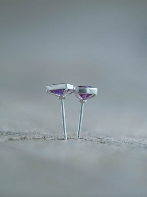Mismatched Ruby Stud Earring in Recycled Sterling Silver