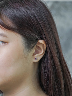 Mismatched Ruby Stud Earring in Sterling Silver