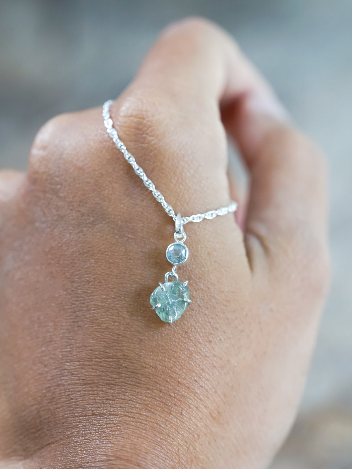 Montana Sapphire and Aquamarine Necklace - Gardens of the Sun | Ethical Jewelry