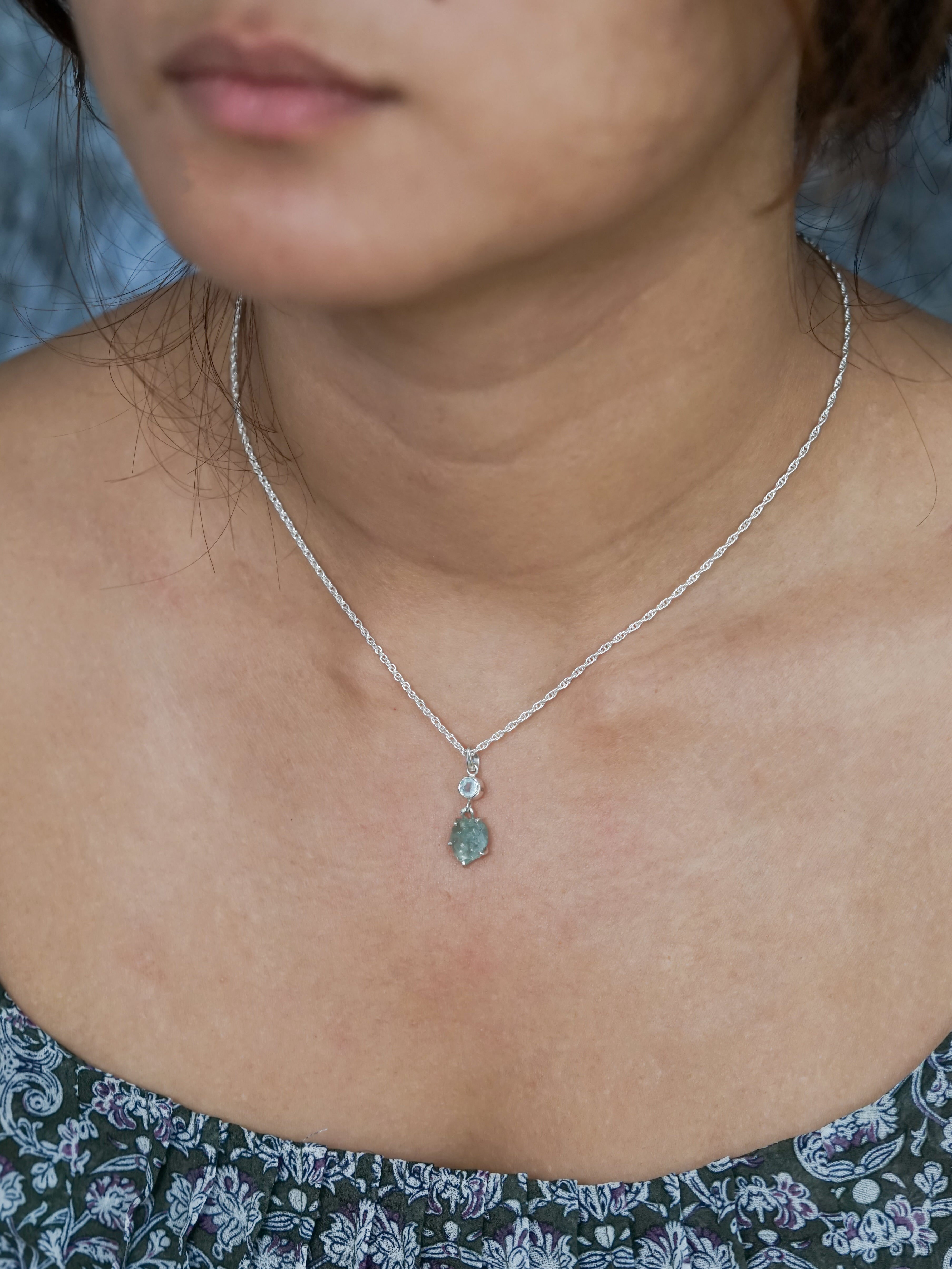 Aquamarine Crystal Necklace — Crystal & Gold Jewelry