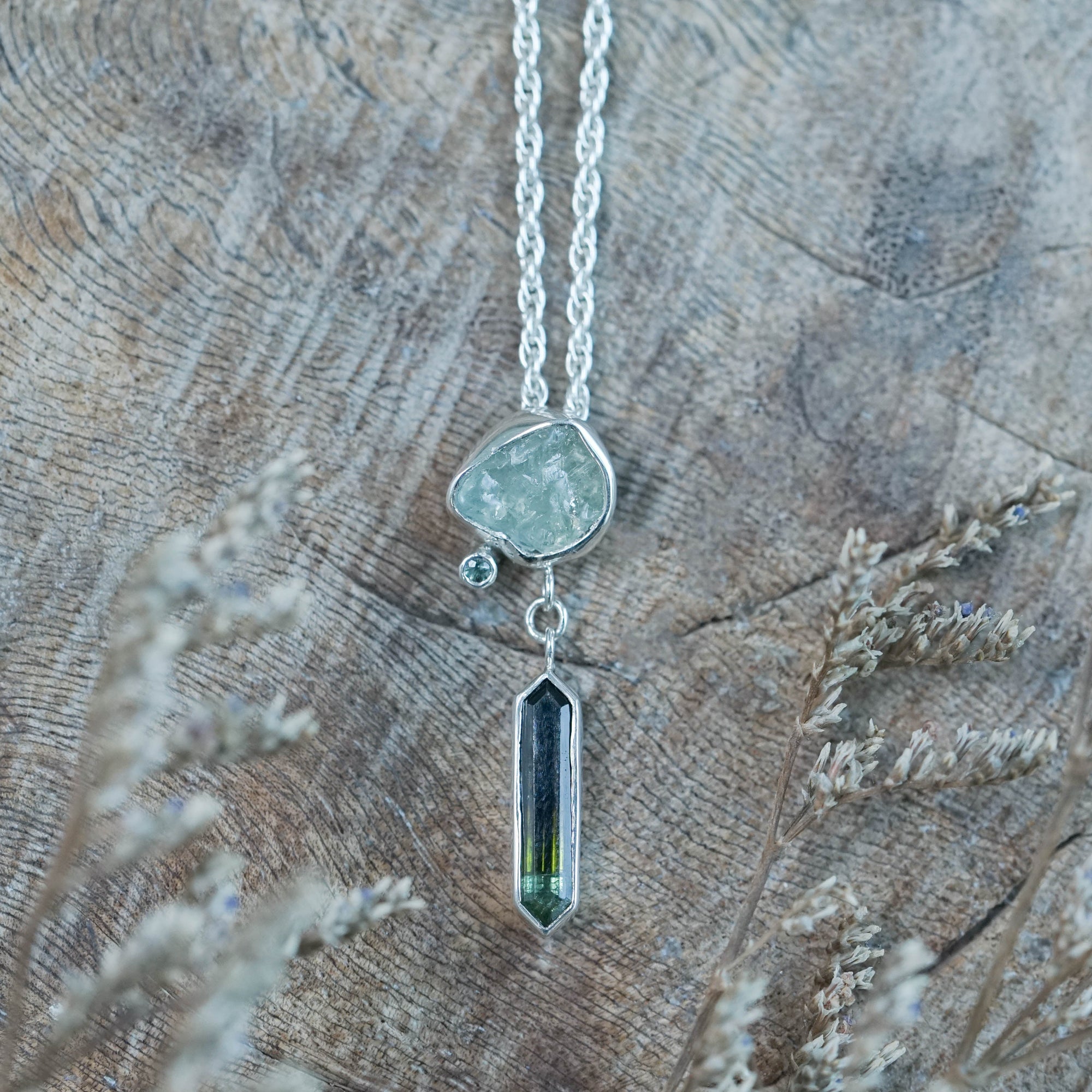 Montana Sapphire and Tourmaline Necklace