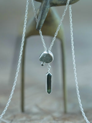 Montana Sapphire and Tourmaline Necklace Silver