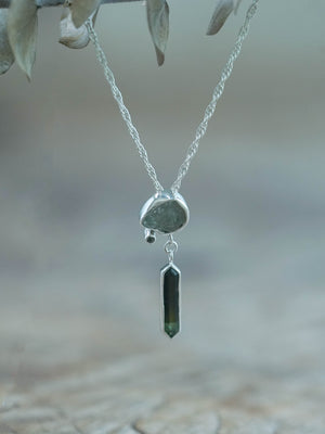 Montana Sapphire and Tourmaline Necklace in Recycled Sterling Silver