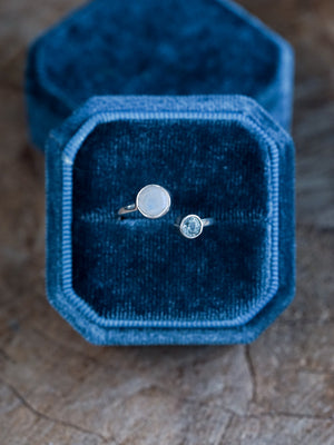 Moon and Back Moonstone and Aquamarine Ring