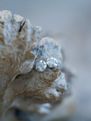 Moonstone Flower Stud Earrings in sterling silver