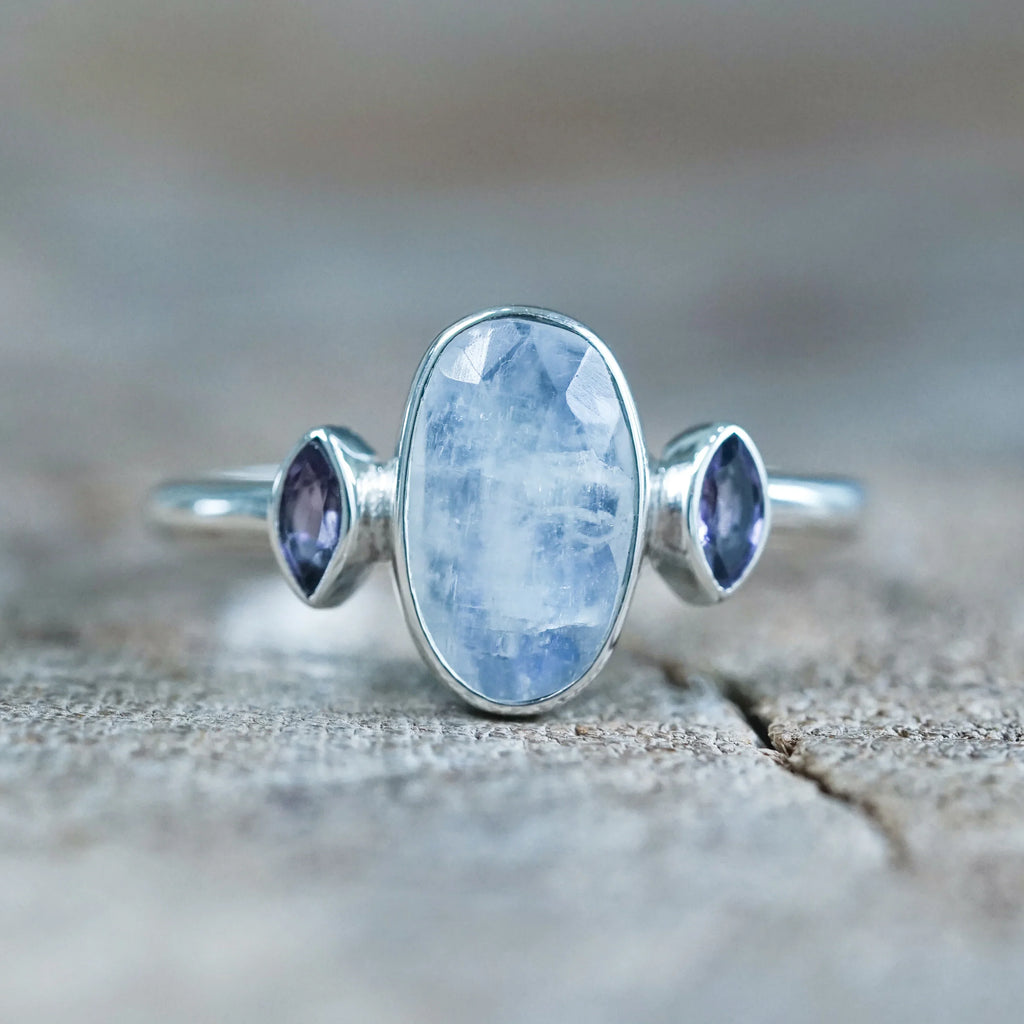 Moonstone and Amethyst Ring