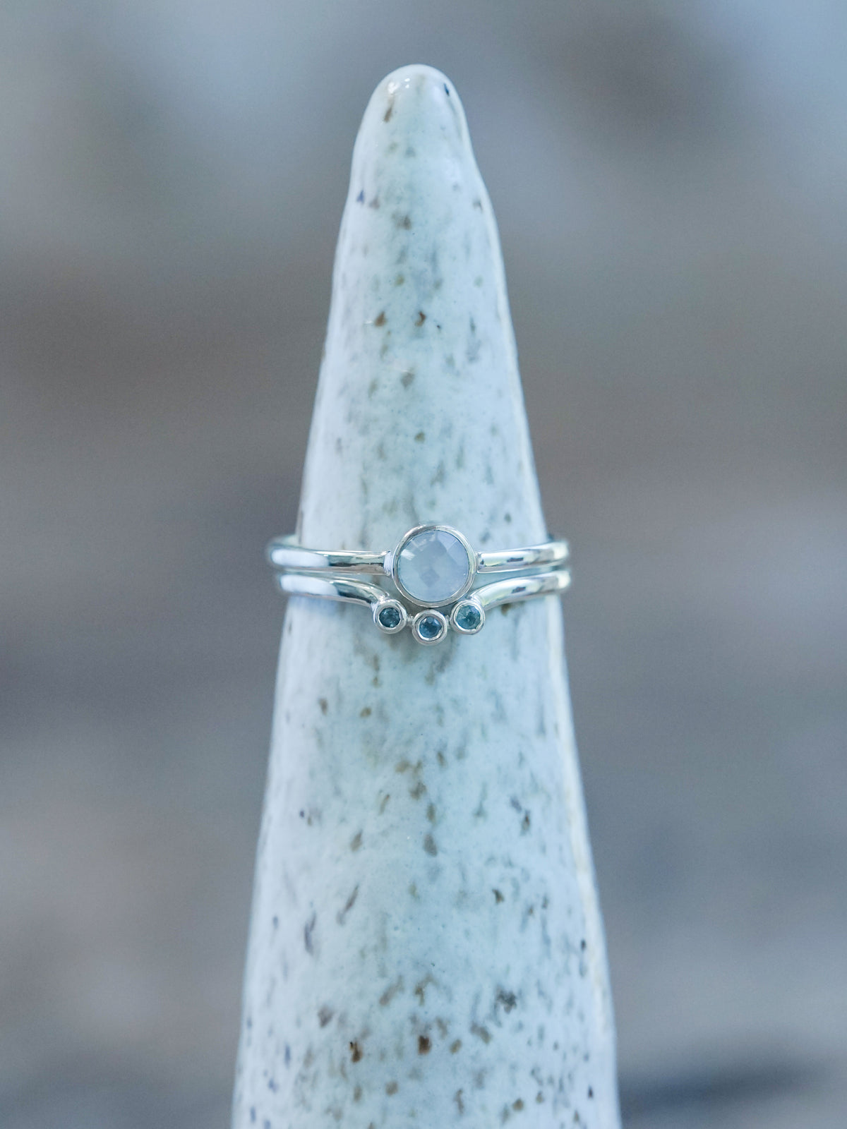 Moonstone and Aquamarine Ring Set - Gardens of the Sun | Ethical Jewelry
