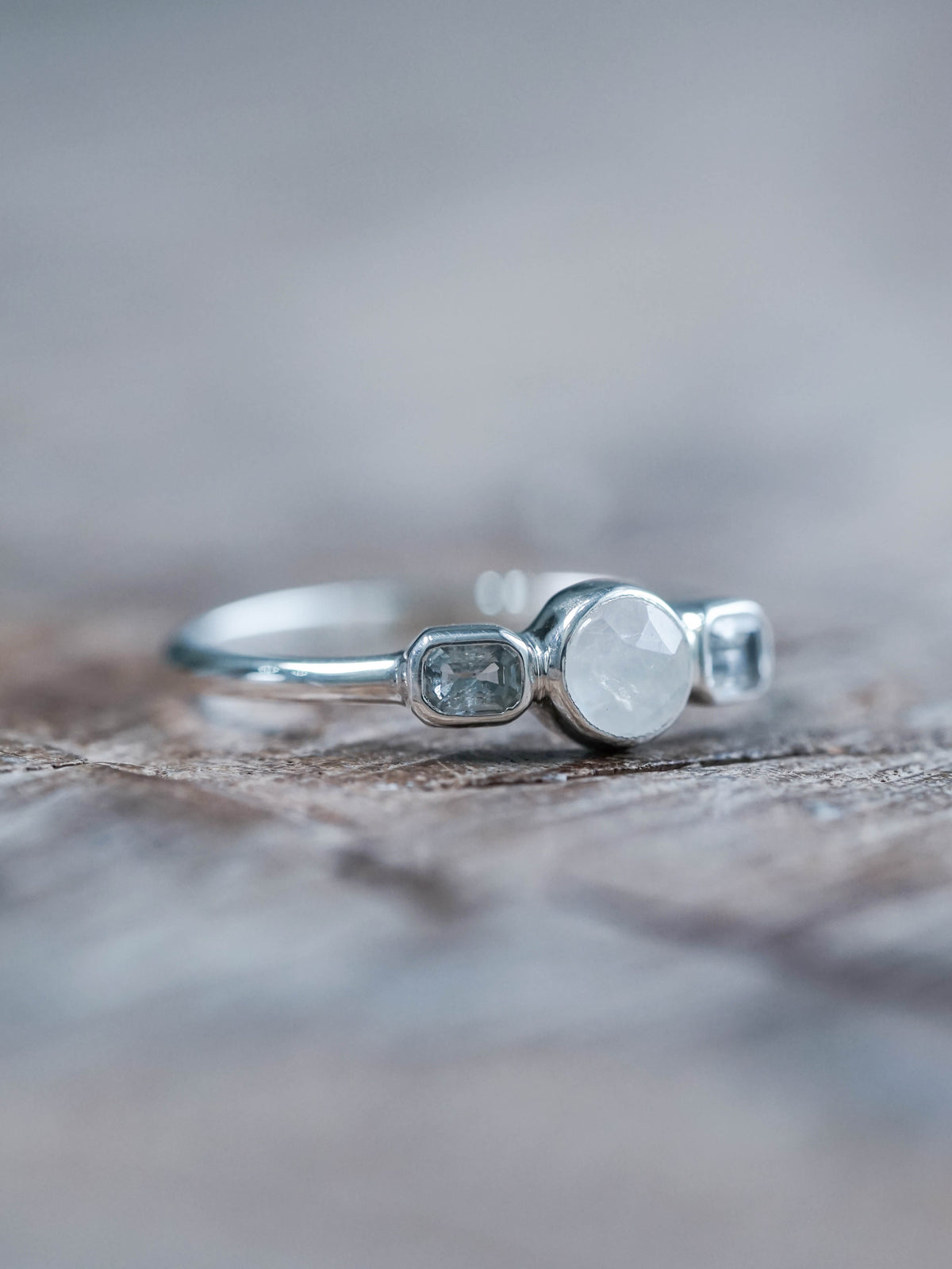 Moonstone and Sapphire Ring