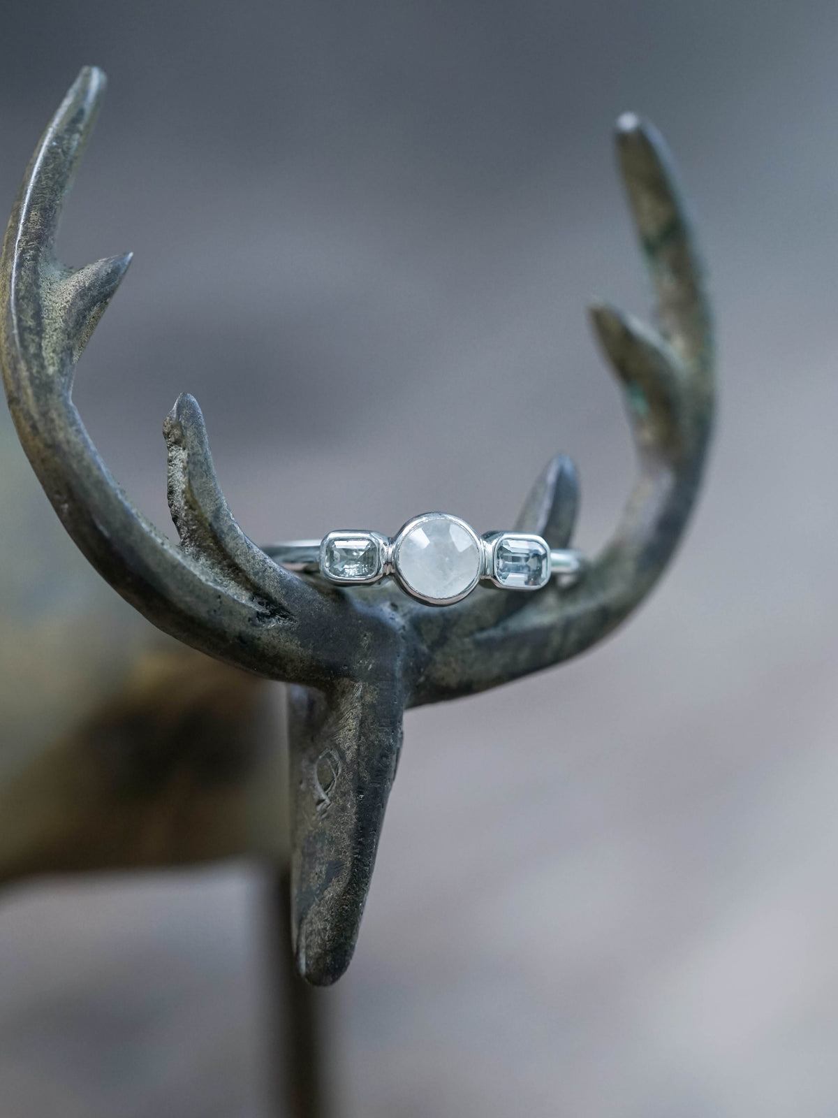 Moonstone and Sapphire Ring