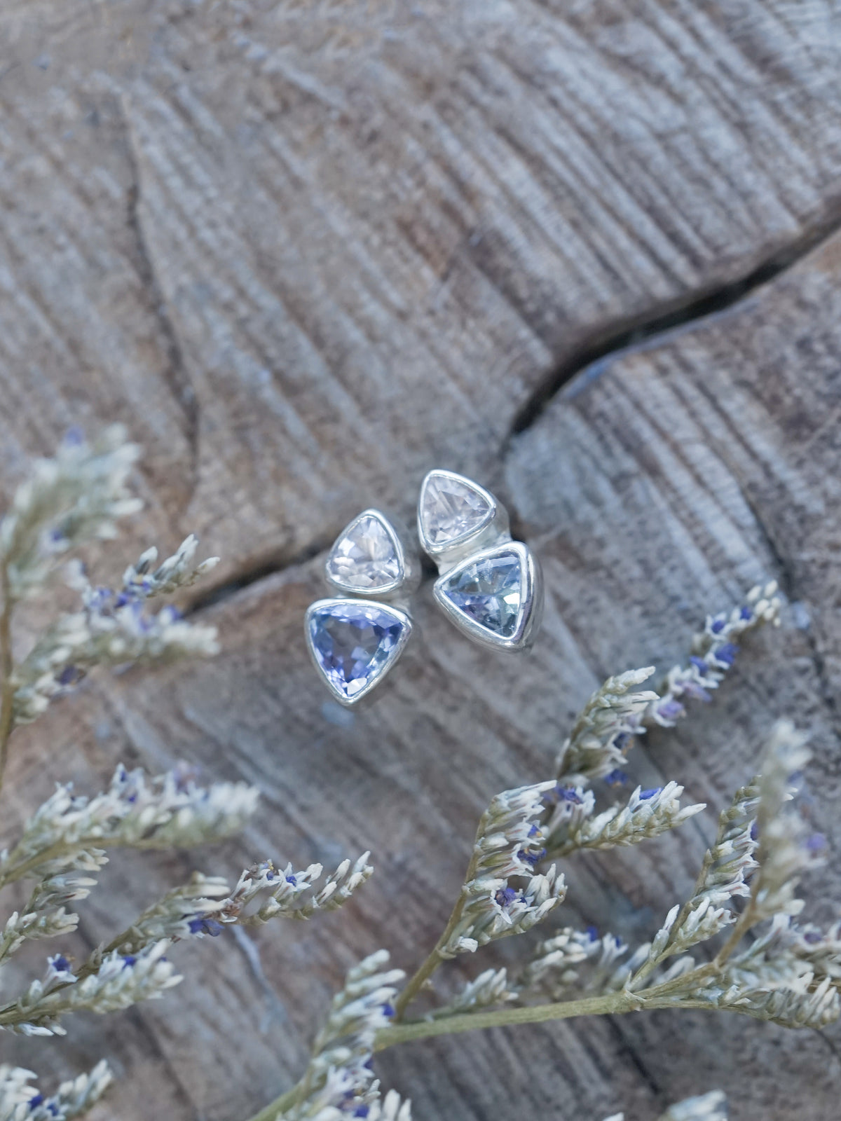 Morganite and Tanzanite Stud Earrings