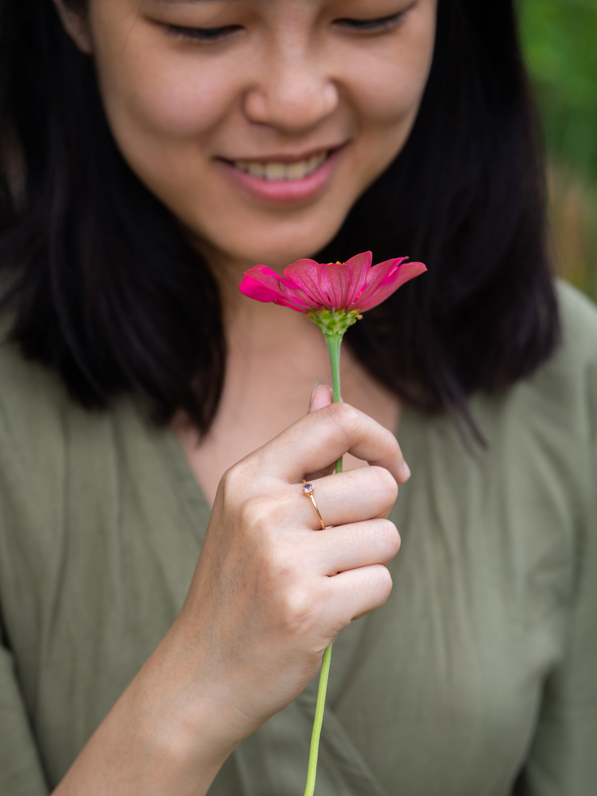 Mystic Lavender Sapphire Ring in Rose Gold - Size 7.5 - Gardens of the Sun | Ethical Jewelry