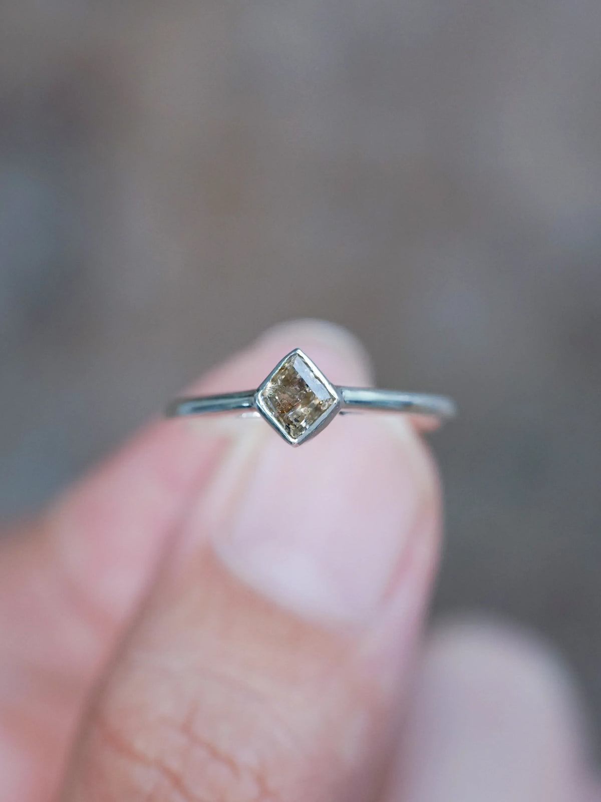 Natural Brown Kite Diamond Ring