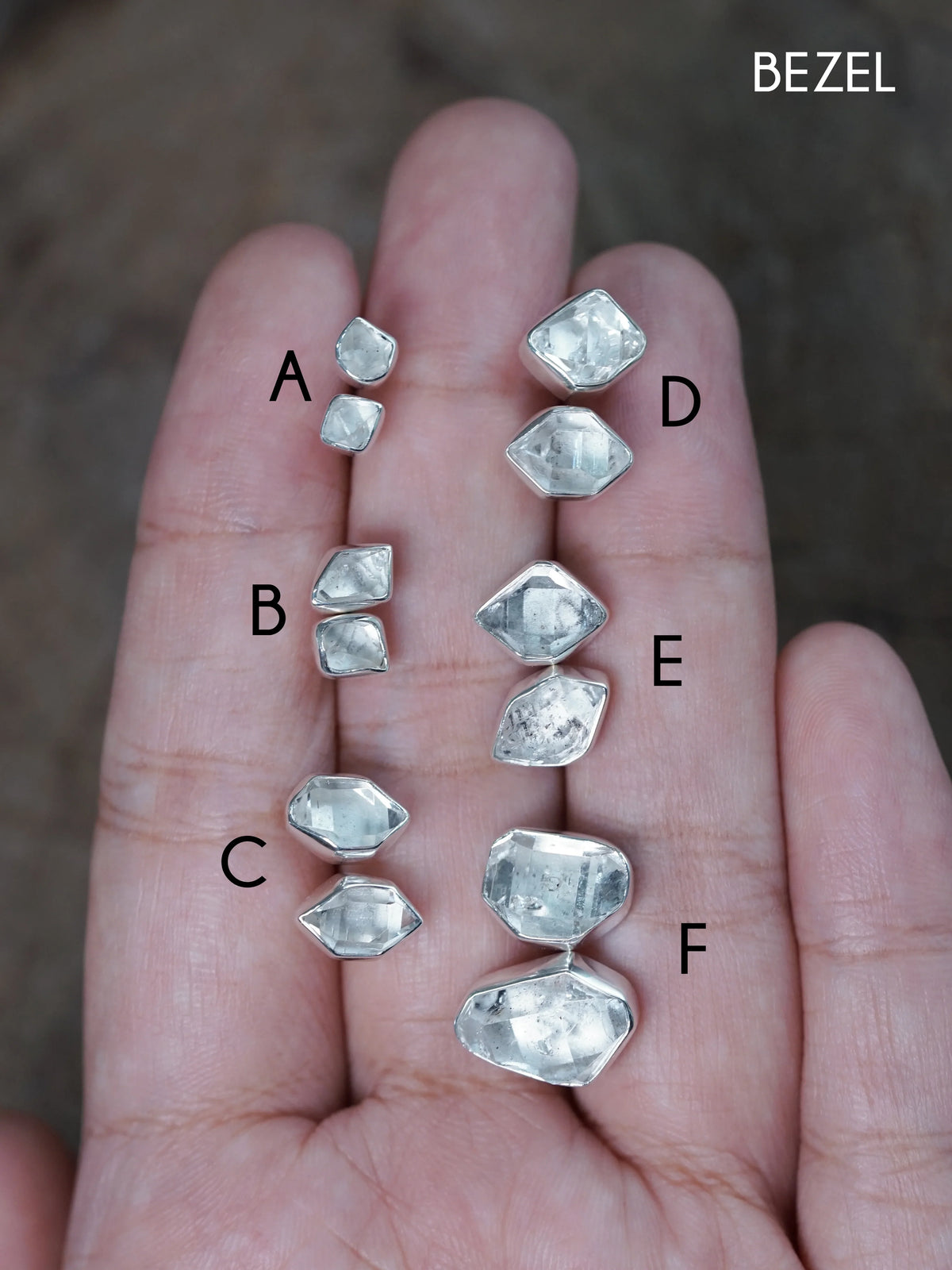 Natural Herkimer Diamond Stud Earrings in Sterling Silver