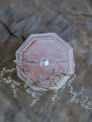 Natural Kunzite Engagement Ring in Sterling Silver 