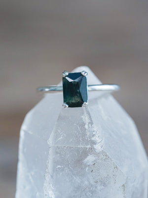 Octagon Green Sapphire Ring - size 7