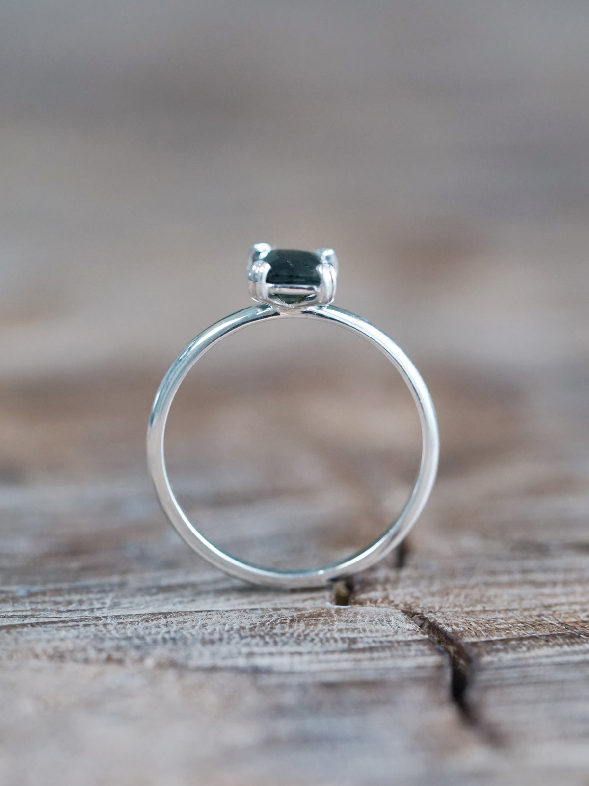 Octagon Green Sapphire Ring - size 7