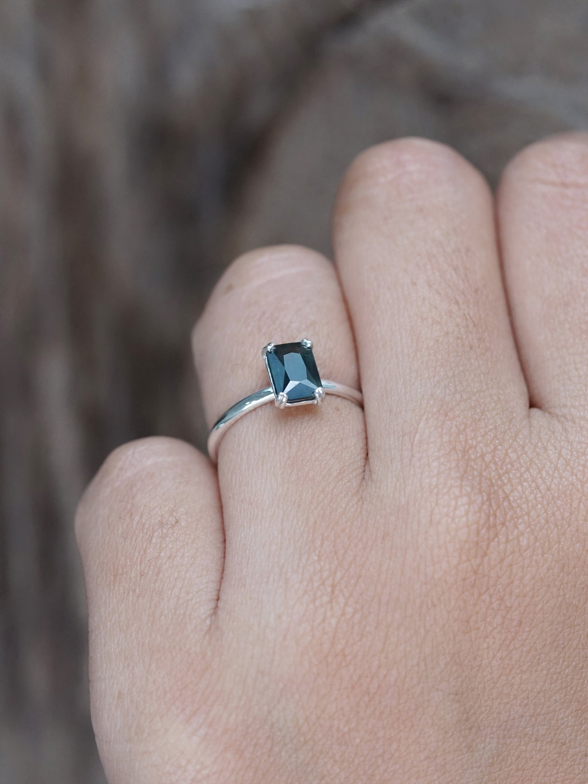 Octagon Green Sapphire Ring - size 7