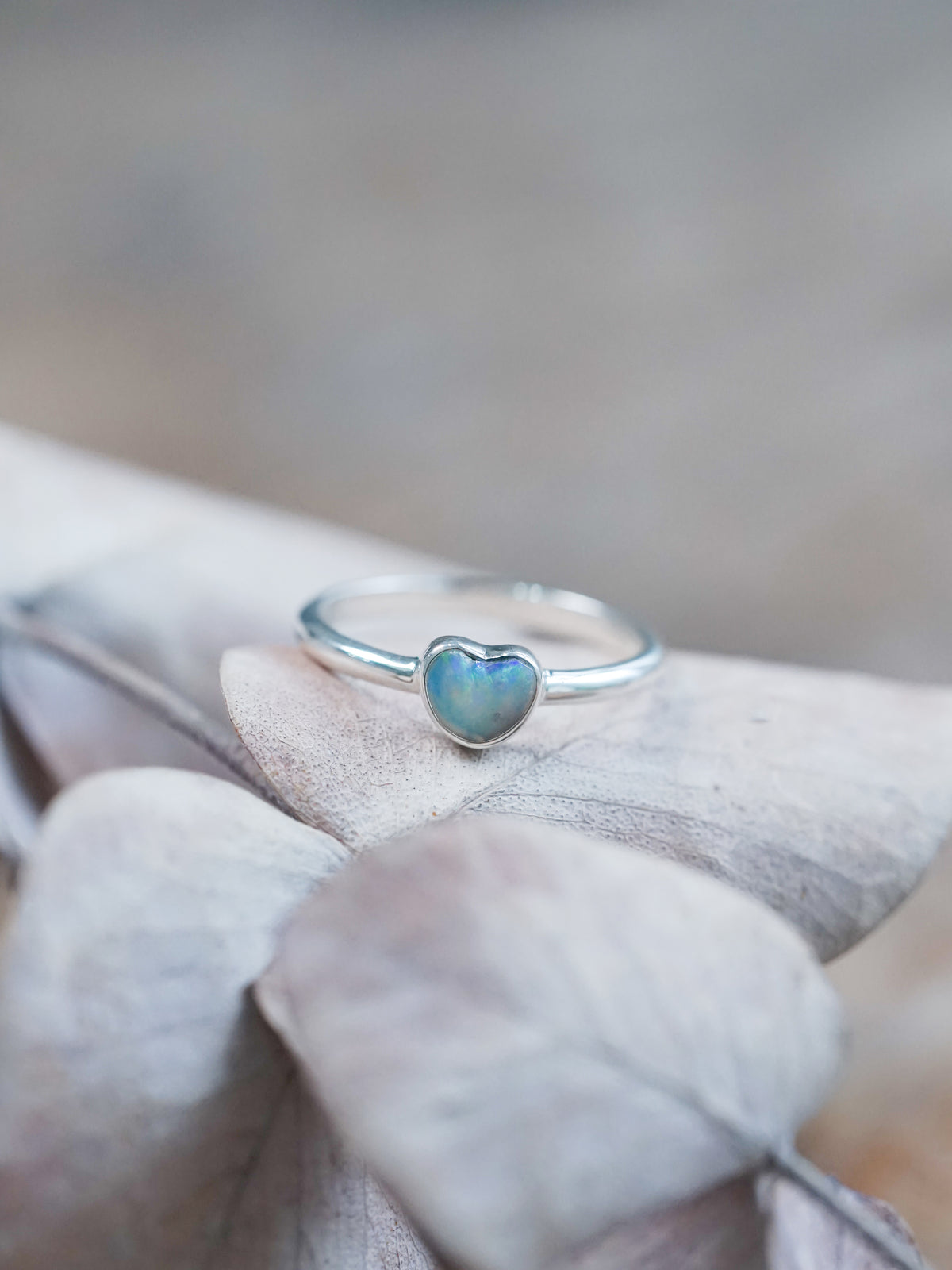 Opal Heart Ring - size 4.5