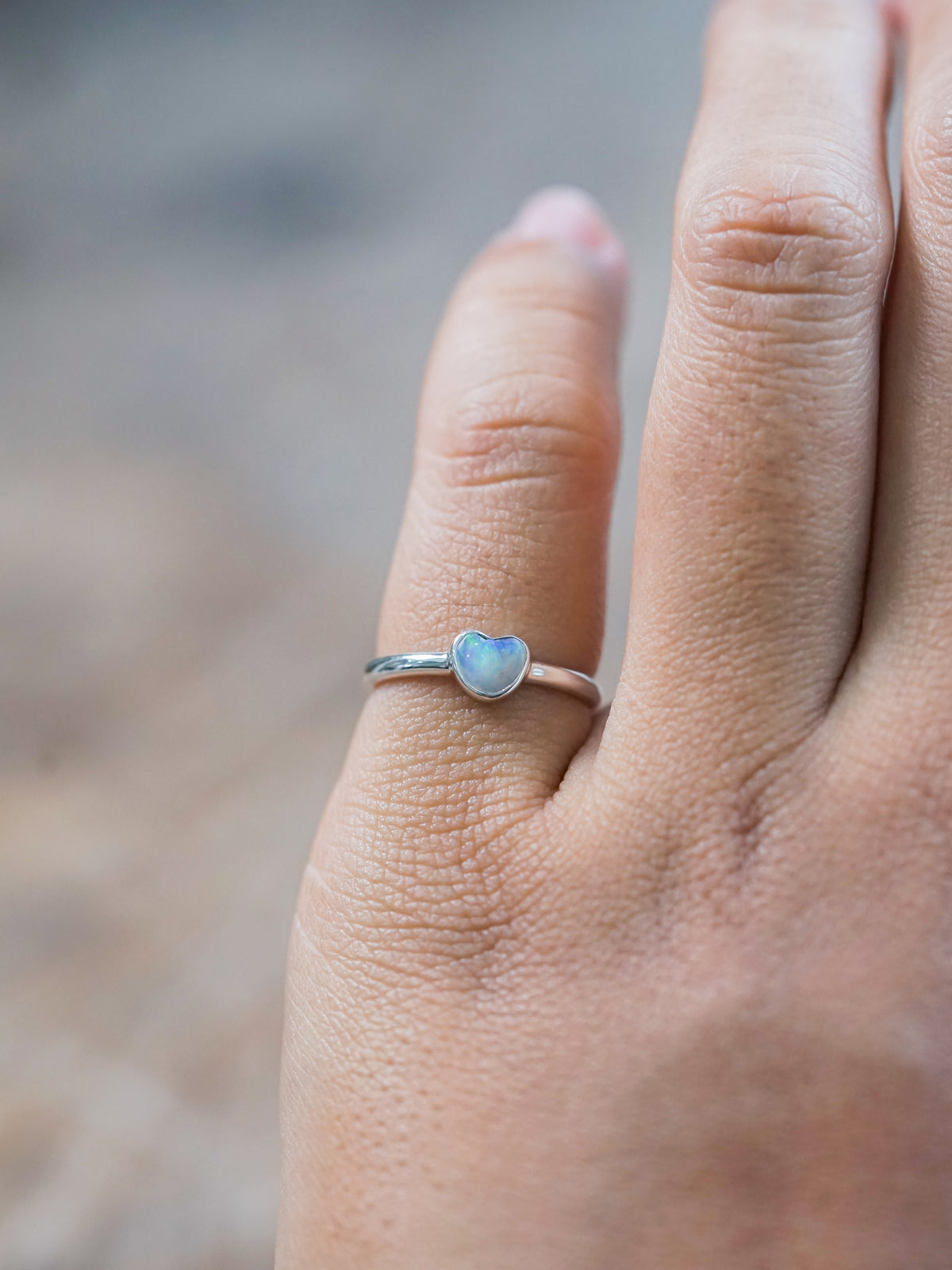 Opal Heart Ring - size 4.5
