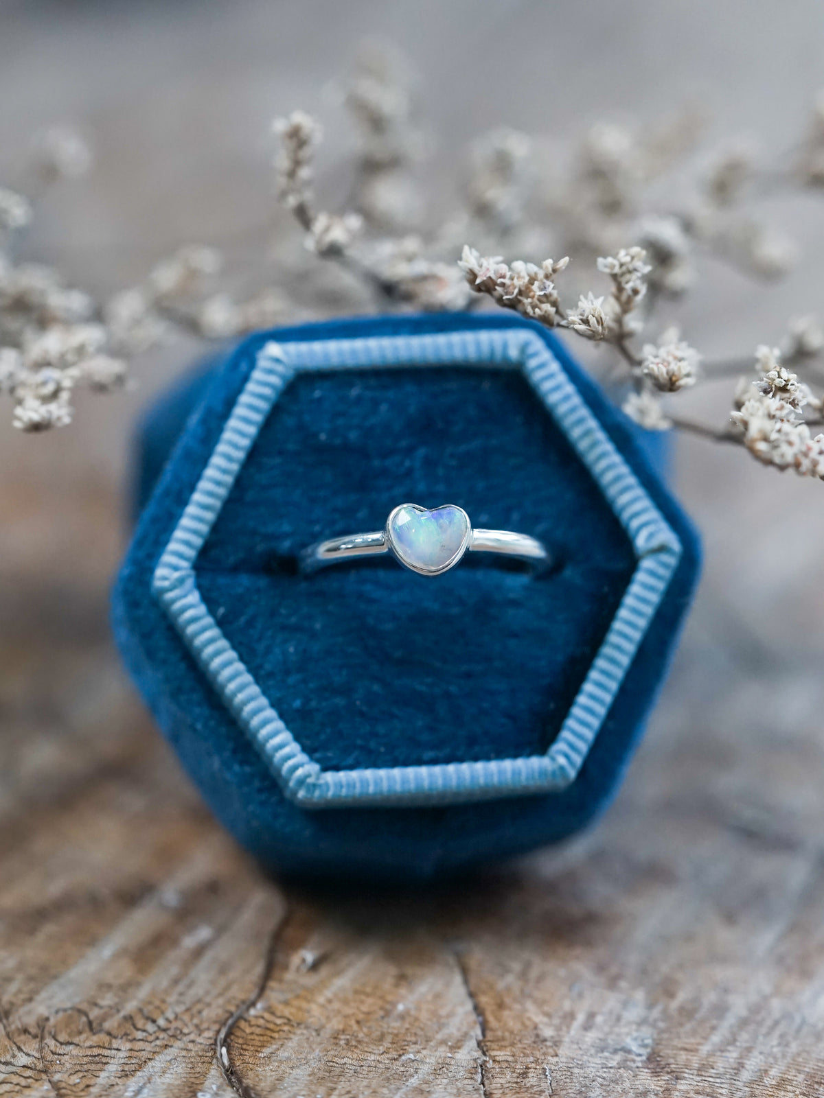 Opal Heart Ring - size 4.5