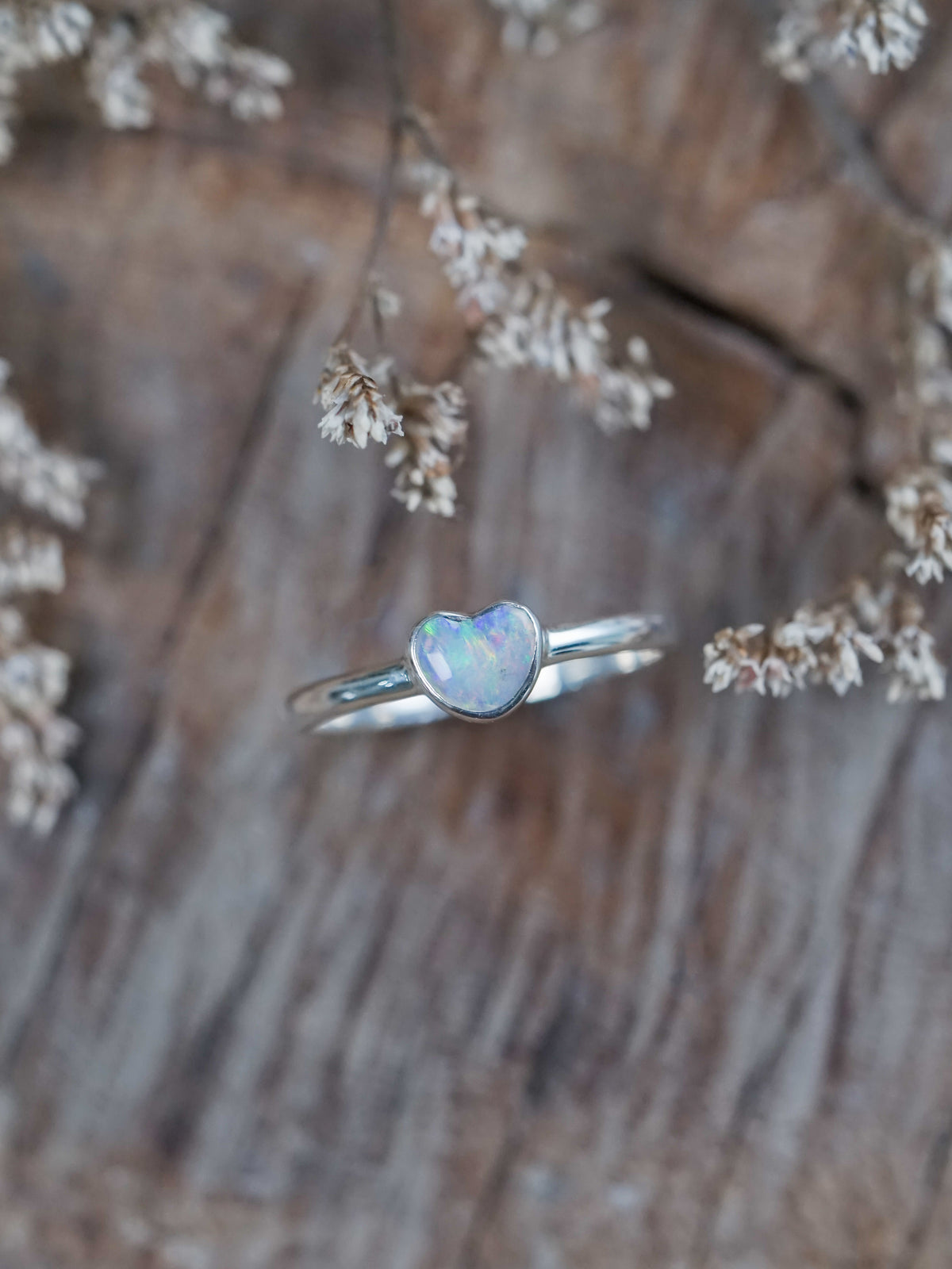 Opal Heart Ring - size 4.5