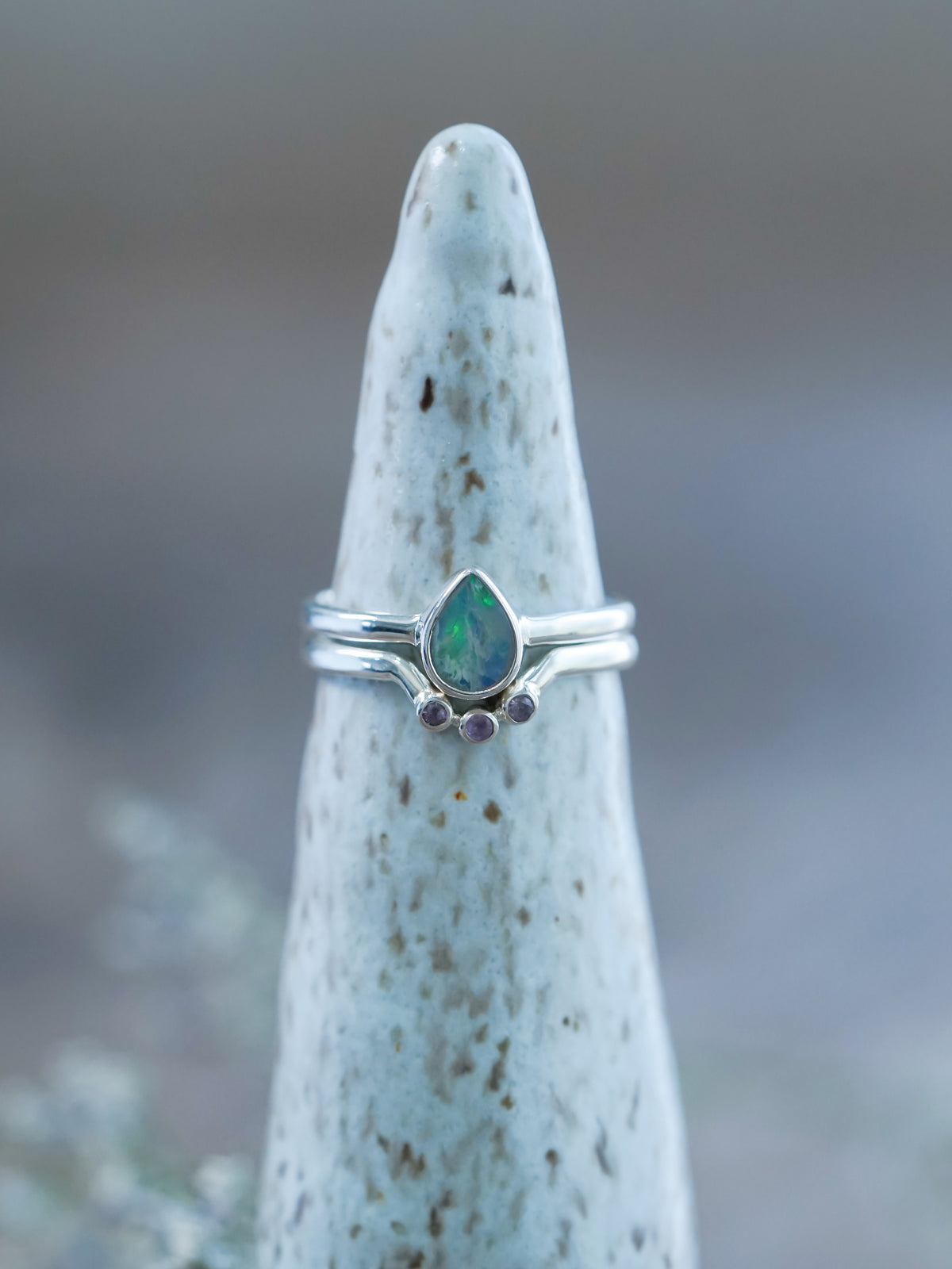 Opal and Pink Sapphire Ring Set - Gardens of the Sun | Ethical Jewelry