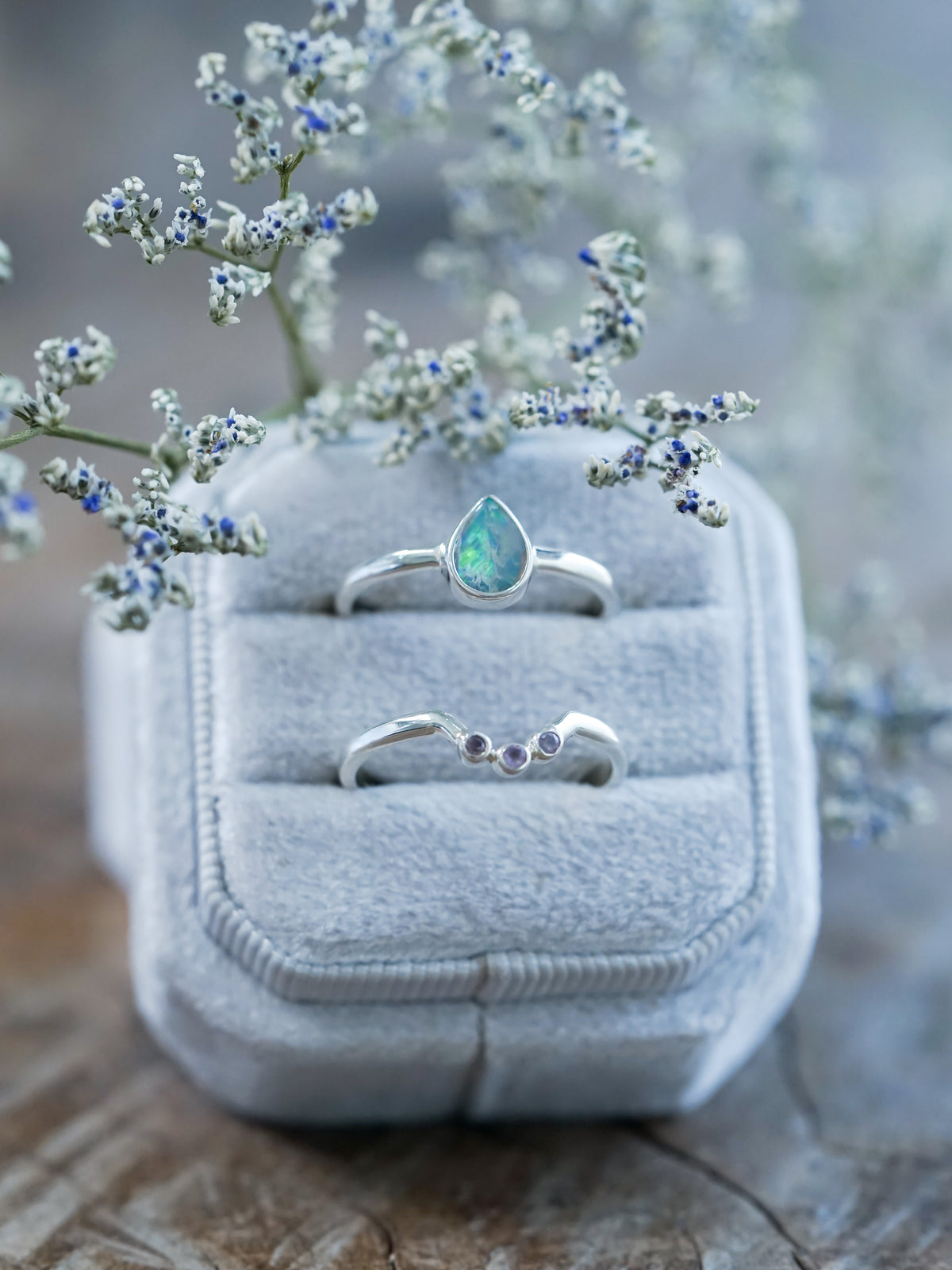 Opal and Pink Sapphire Ring Set - Gardens of the Sun | Ethical Jewelry