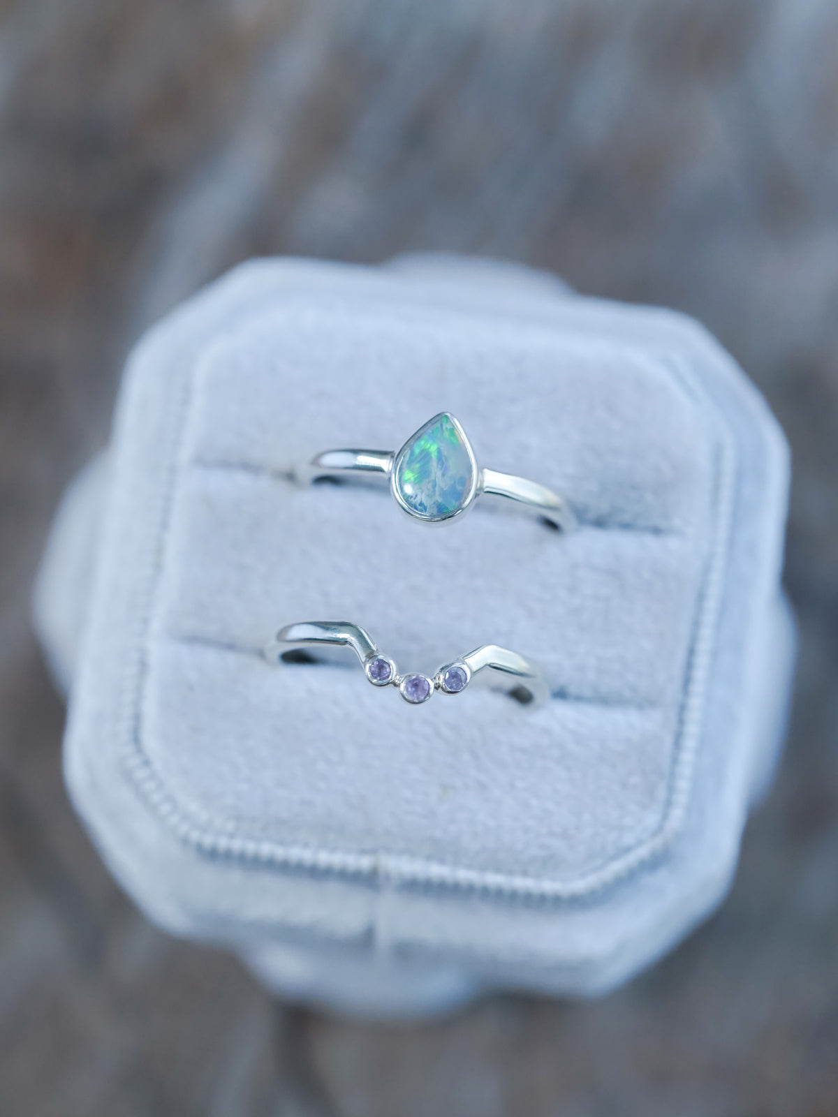 Opal and Pink Sapphire Ring Set - Gardens of the Sun | Ethical Jewelry