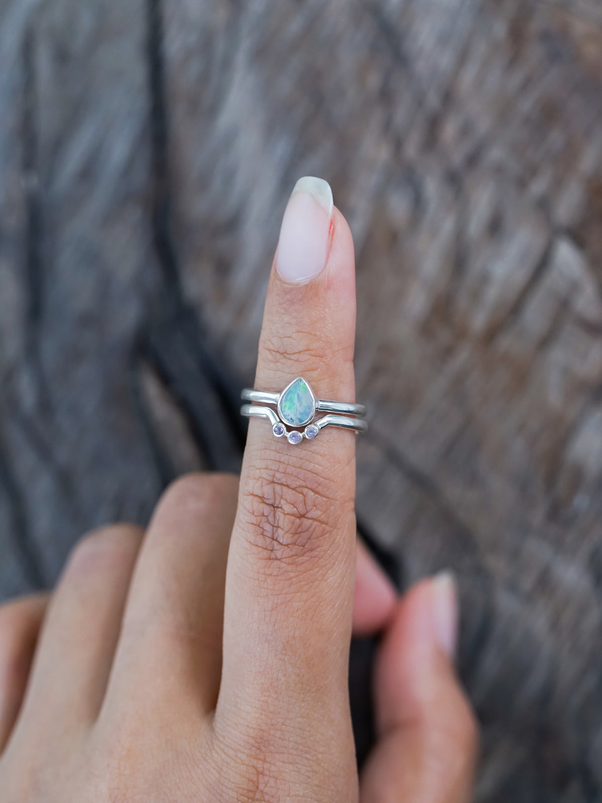 Opal and Pink Sapphire Ring Set - Gardens of the Sun | Ethical Jewelry