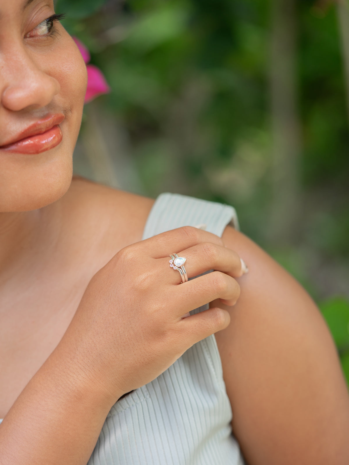 Opal and Pink Sapphire Ring Set - Gardens of the Sun | Ethical Jewelry