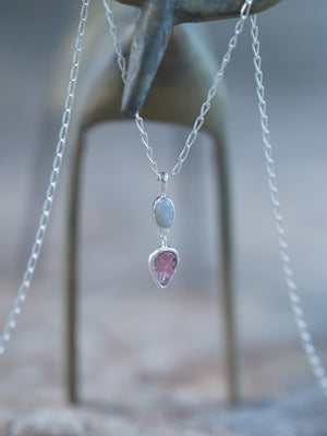 Opal and Tourmaline Leaf Necklace