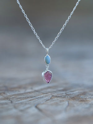 Opal and Tourmaline Leaf Necklace - Gardens of the Sun | Ethical Jewelry