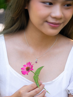 Opal and Tourmaline Leaf Necklace - Gardens of the Sun | Ethical Jewelry