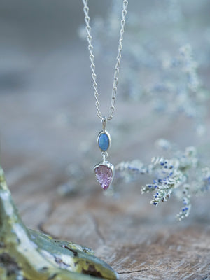 Opal and Tourmaline Leaf Necklace - Gardens of the Sun | Ethical Jewelry