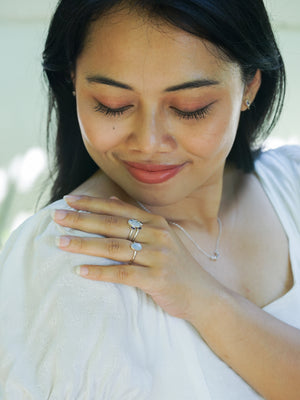Rose Cut Moonstone Ring in Silver