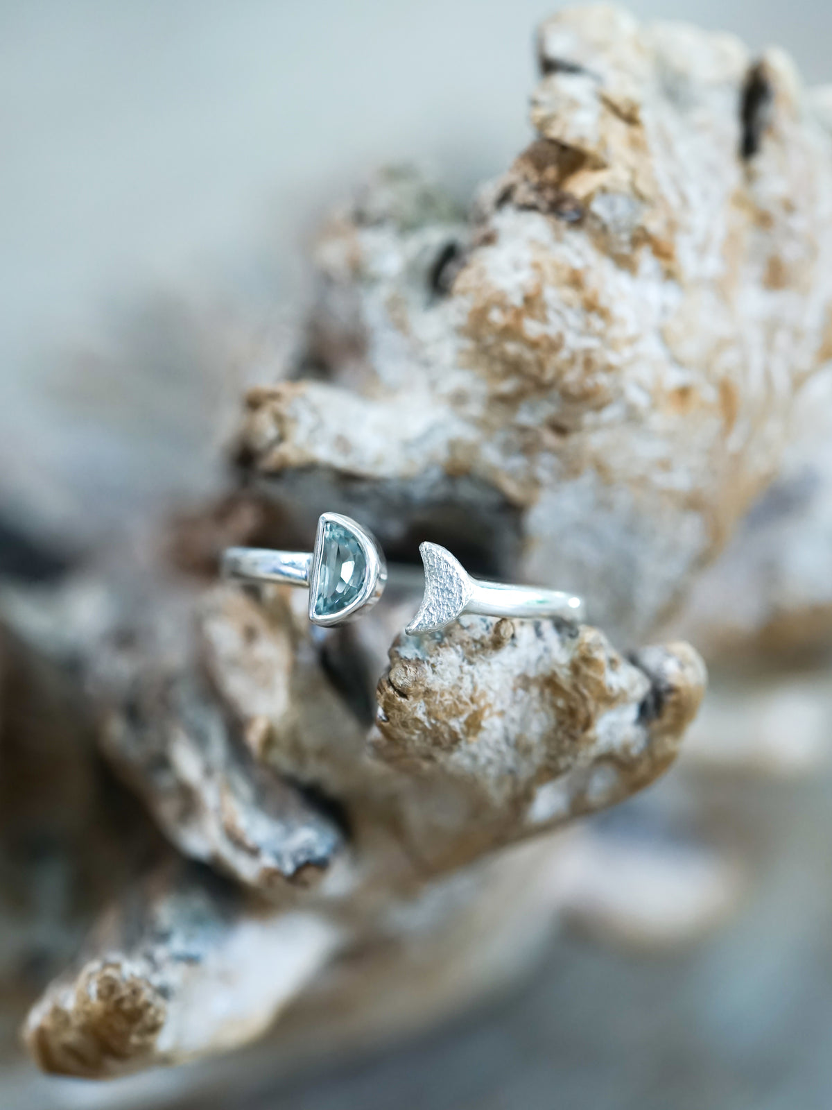 Open Aquamarine Moon Ring - Gardens of the Sun | Ethical Jewelry