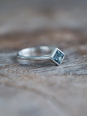Square Blue Sapphire Ring